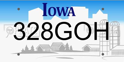 328GOH Iowa License Plate