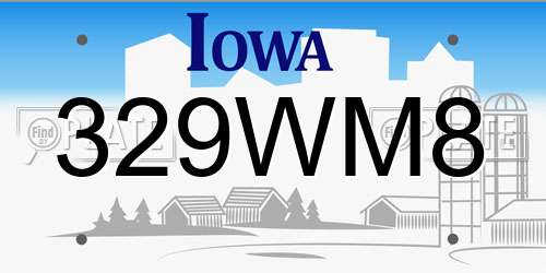 329WM8 Iowa License Plate