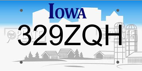 329ZQH Iowa License Plate