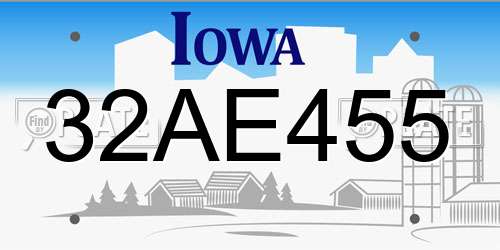 32AE455 Iowa License Plate
