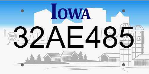 32AE485 Iowa License Plate
