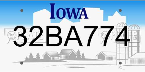 32BA774 Iowa License Plate