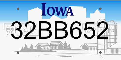 32BB652 Iowa License Plate
