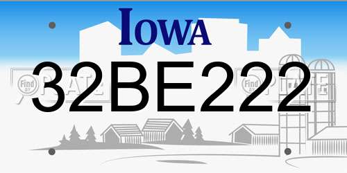 32BE222 Iowa License Plate