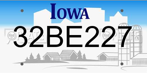 32BE227 Iowa License Plate