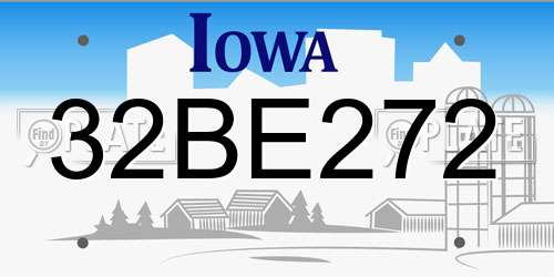 32BE272 Iowa License Plate