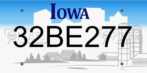 32BE277 Iowa License Plate