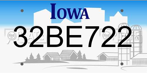 32BE722 Iowa License Plate