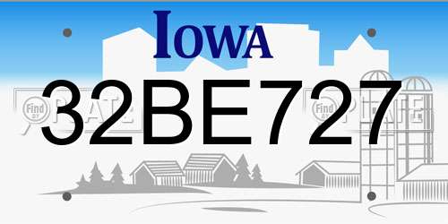 32BE727 Iowa License Plate