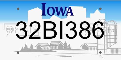 32BI386 Iowa License Plate