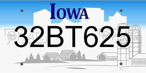 32BT625 Iowa License Plate