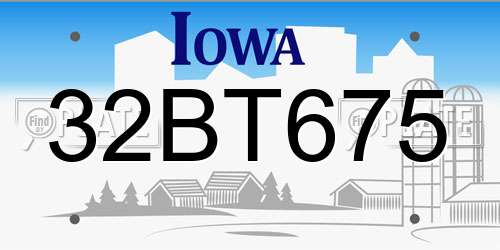 32BT675 Iowa License Plate