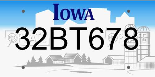 32BT678 Iowa License Plate