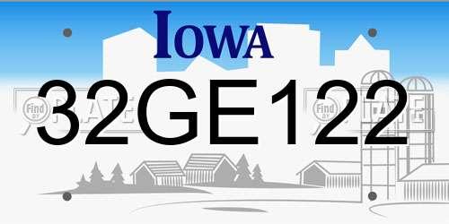 32GE122 Iowa License Plate