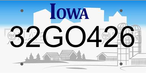 32GO426 Iowa License Plate