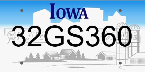 32GS360 Iowa License Plate