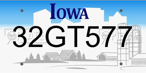 32GT577 Iowa License Plate