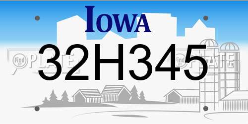 32H345 Iowa License Plate