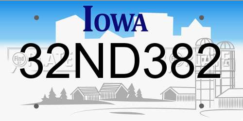 32ND382 Iowa License Plate
