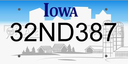 32ND387 Iowa License Plate