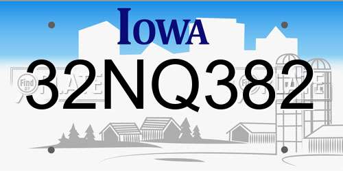 32NQ382 Iowa License Plate
