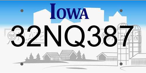 32NQ387 Iowa License Plate