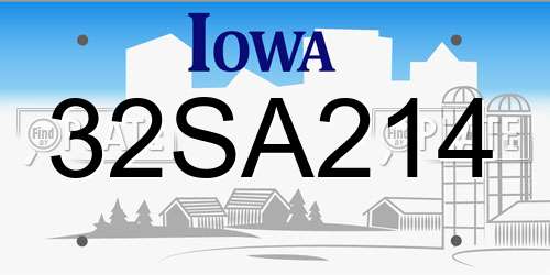 32SA214 Iowa License Plate