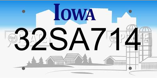 32SA714 Iowa License Plate