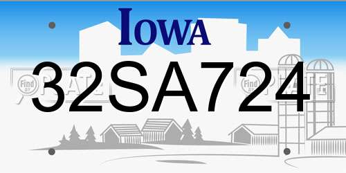 32SA724 Iowa License Plate