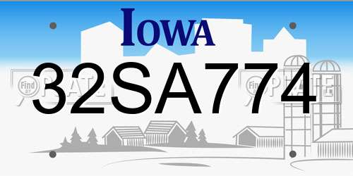 32SA774 Iowa License Plate