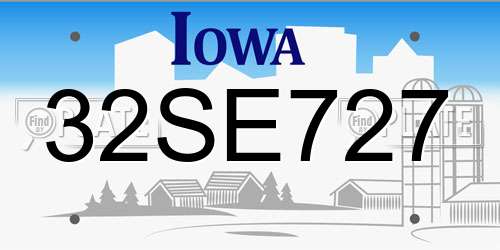 32SE727 Iowa License Plate