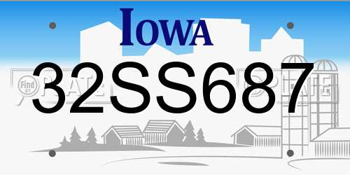 32SS687 Iowa License Plate