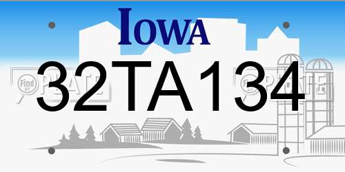 32TA134 Iowa License Plate