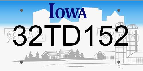 32TD152 Iowa License Plate
