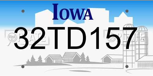 32TD157 Iowa License Plate