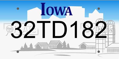 32TD182 Iowa License Plate