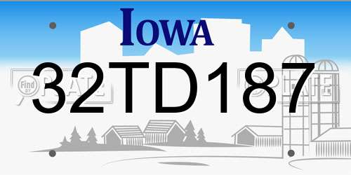 32TD187 Iowa License Plate