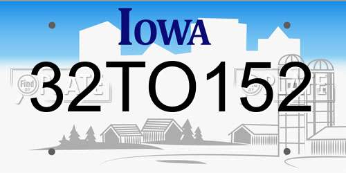 32TO152 Iowa License Plate