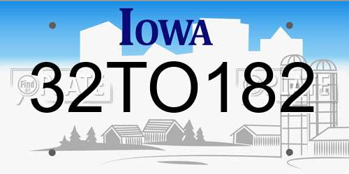 32TO182 Iowa License Plate