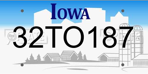 32TO187 Iowa License Plate