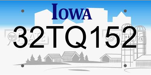 32TQ152 Iowa License Plate