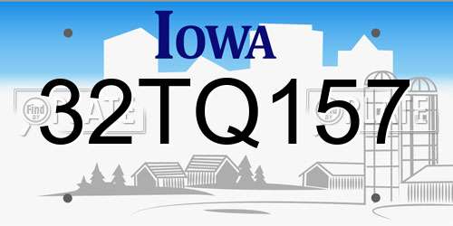 32TQ157 Iowa License Plate