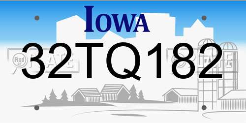 32TQ182 Iowa License Plate