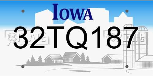 32TQ187 Iowa License Plate