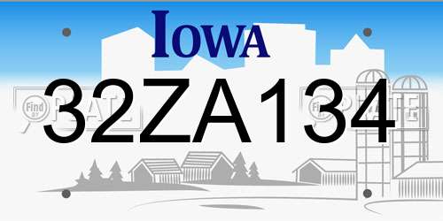 32ZA134 Iowa License Plate