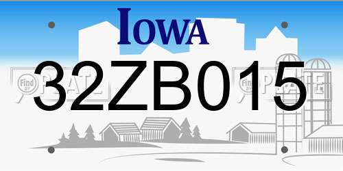32ZB015 Iowa License Plate
