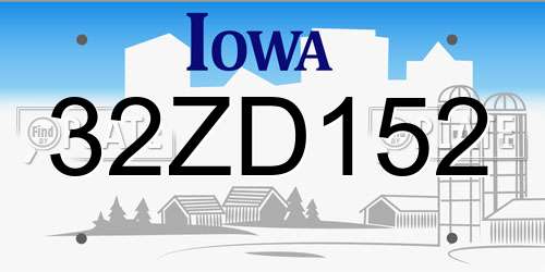 32ZD152 Iowa License Plate