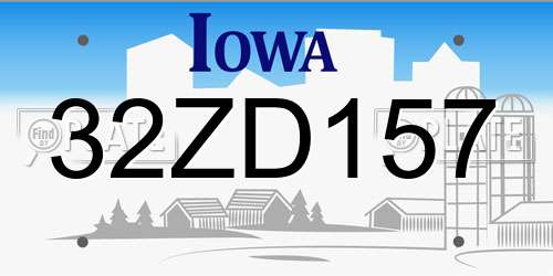 32ZD157 Iowa License Plate