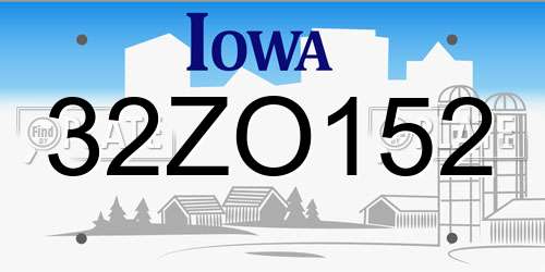 32ZO152 Iowa License Plate