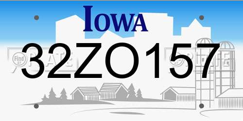 32ZO157 Iowa License Plate